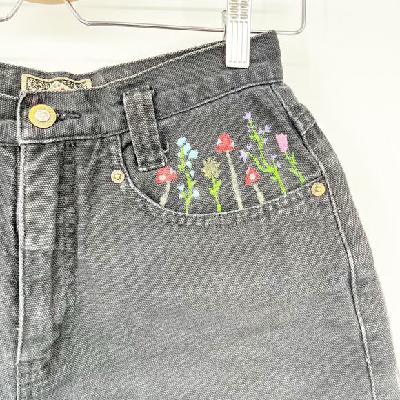 Express No 4 Womens Y2K Boho Hippie Floral Mushroom Paint Denim Shorts Size‎ 3/4 - Picture 2 of 7